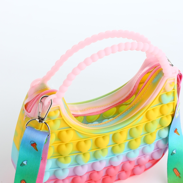 Сумка детская для девочки на молнии &laquo;Выбражулька&raquo;, pop it, цвет розовый/сиреневый/малиновый