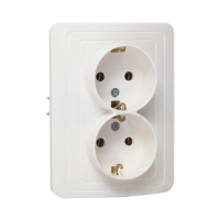 Розетка двухместная Luazon Lighting "Орион", 16 А, скрытая, с з/к, белая