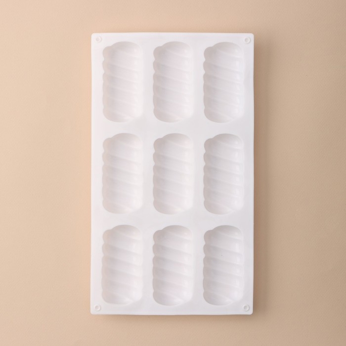 Форма для муссовых десертов и выпечки KONFINETTA &laquo;Корде&raquo;, 30&times;17,5&times;2 см, 9 ячеек (9&times;4,5 см), цвет белый