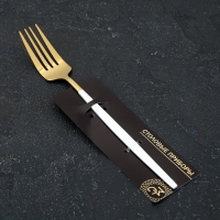 Вилка столовая из нержавеющей стали Magistro &laquo;Блинк&raquo;, 21,5&times;3 см, белая ручка, цвет золотой