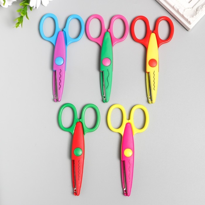 Ножницы рельефные "Цветик" (набор 5 шт) 13 см МИКС