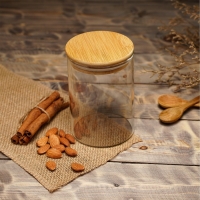 Банка стеклянная для хранения сыпучих продуктов BellaTenero &laquo;Эко&raquo;, 550 мл, 8,5&times;12,5 см, с бамбуковой крышкой