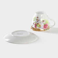 Чайная пара керамическая Доляна &laquo;Садовый дворик&raquo;, 2 предмета: чашка 200 мл, блюдце d=14,1 см, цвет разноцветный