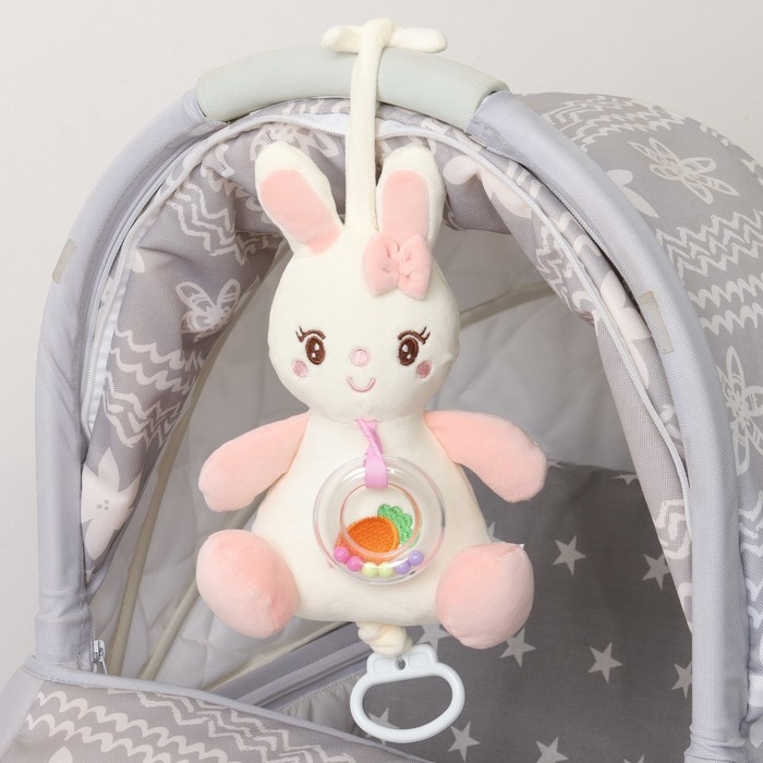 Подвеска музыкальная &laquo;Милая зайка&raquo;, заводная, с погремушкой, на кроватку, коляску, Крошка Я