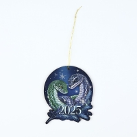 Ёлочная игрушка новогодняя &laquo;2025&raquo;, на Новый год, светится в темноте, дерево, 7,8 х 9,5 см