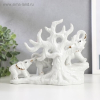 Сувенир керамика "Три слона под деревом" белые 15,5х20х7,5 см