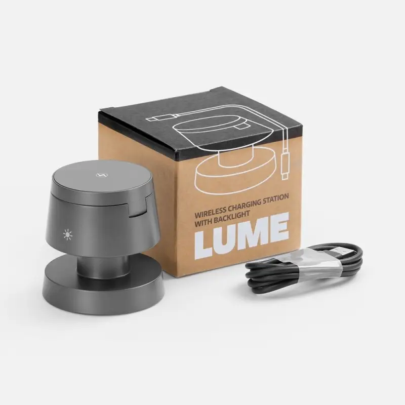 Станция беспроводной зарядки с подсветкой Lume, серая