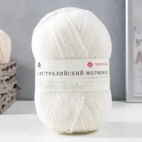 Пряжа для вязания спицами, крючком &laquo;Пехорский текстиль. Австралийский меринос&raquo;, 95% мериносовая шерсть, 5% акрил объёмный 400 м/100 г, (01 белый)
