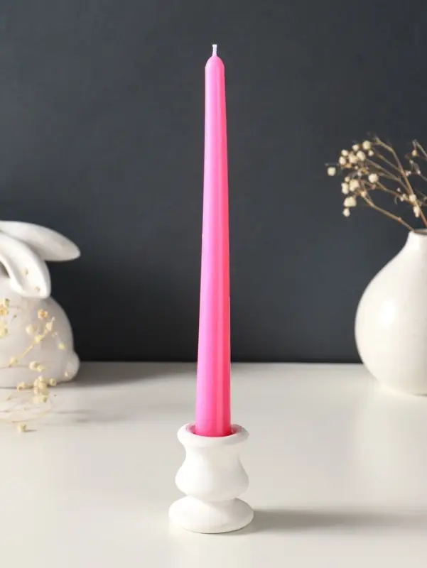 Набор свечей античных, 2,3х 24,5 см, 5 ч, 55 г, 2 штуки, тёмно-розовый