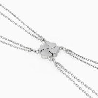 Кулоны &laquo;Неразлучники&raquo; на магните, четыре сердца, цвет серебре, 55 см