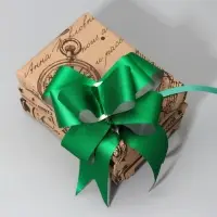 Бант - бабочка, Металлизированный с глиттером №4.5, зелёный