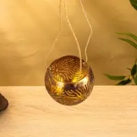 Подсвечник подвесной из кокоса, 9-12 см, тёмно синий-золотой
