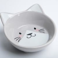 Миска керамическая "Голова кота" 150 мл  14 x 12,5 x 6,5 cм, серая