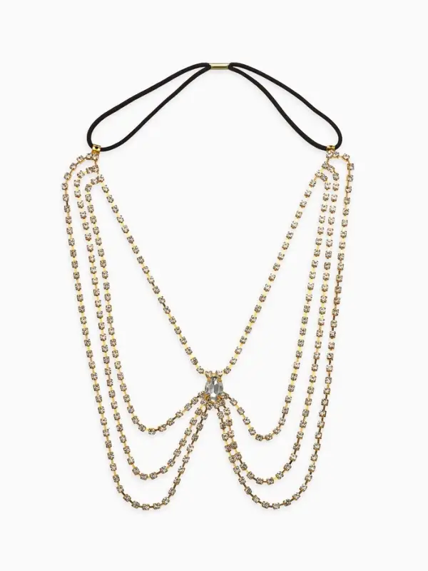 Цепочка на бедро бодичейн "Шахерезада" со стразами, цвет белый в золоте