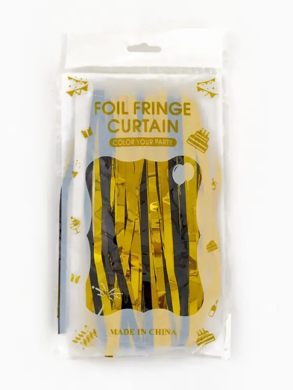 Занавес для фотозоны чёрно-золотой, полоса 152*25 см