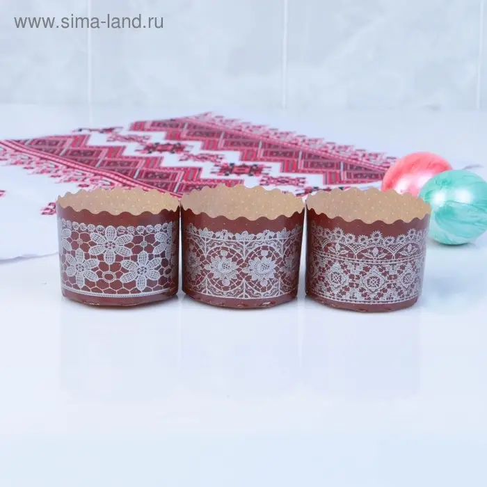 Форма бумажная для кулича &laquo;Кружево серебряное&raquo;, 60&times;45 мм, МИКС