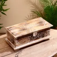 Шкатулка "Цветы" 40х20х18 см, дерево албезия, светло-коричневый