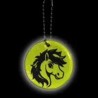 Светоотражающий элемент двусторон голова лошадки 4,7*4,7см цепочка салатовый АУ