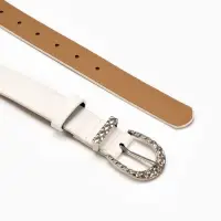 Ремень жен 05-01-02-01, Июнь2509, 3*0,3*110 см, без винта, пряж металл, 1 прокол, белый