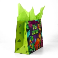 Пакет ламинированный двухсторонний &laquo;Динозаврики&raquo;, с тишью и открыткой, ML, 23 &times; 27 &times; 11,5