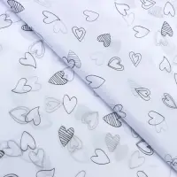 Бумага упаковочная тишью, &laquo;Сердечки&raquo;, 50 см &times; 70 см 17 грамм, белая