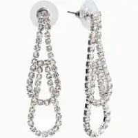 Набор 2 предмета: серьги, колье со стразами &laquo;Лёд&raquo;. d=13.5 см, белый в серебре