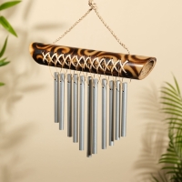 Музыка ветра "Тропики" бамбук, алюминий, 25х3,5х30 см, цв. коричневый