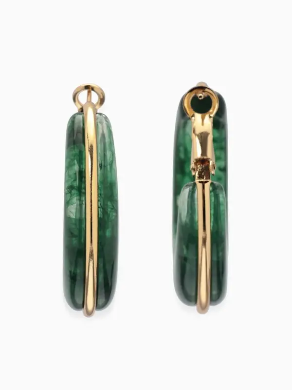 Серьги-кольца акрил "Тренд", цвет изумрудный в золоте