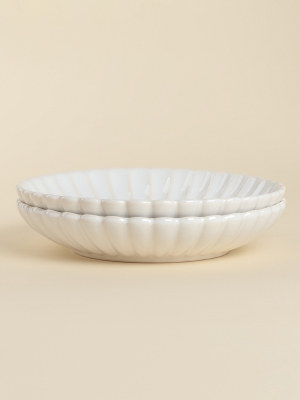 Набор глубокых тарелок 2 шт   SL Home "Нимфея" 21х4 см, цвет теплый белый