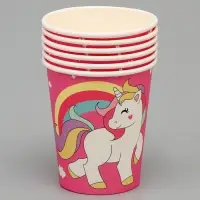 Стакан бумажный &laquo;Единорог и звёзды&raquo;, набор 6 шт., 220 мл, розовый