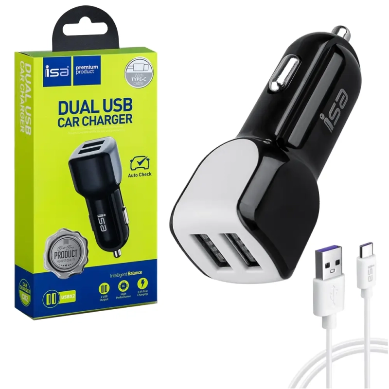 * АЗУ C02 USB на Type-C + 2 USB 2A ISA черное