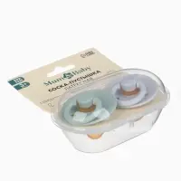 Набор классических пустышек, 2 шт., латекс, зелёный/серый, в контейнере, от 3 мес., M&B