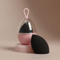 Скошенный спонж для макияжа &laquo;Капля&raquo;, 6 &times; 4 см, увеличивается при намокании, в футляре, цвет чёрный