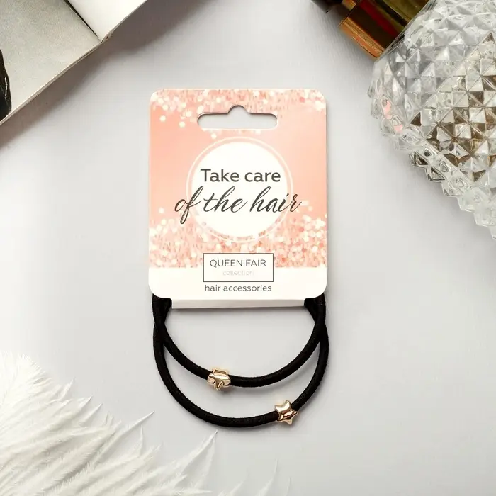 Резинка для волос "Берта" (набор 2 шт) звёзды, чёрный