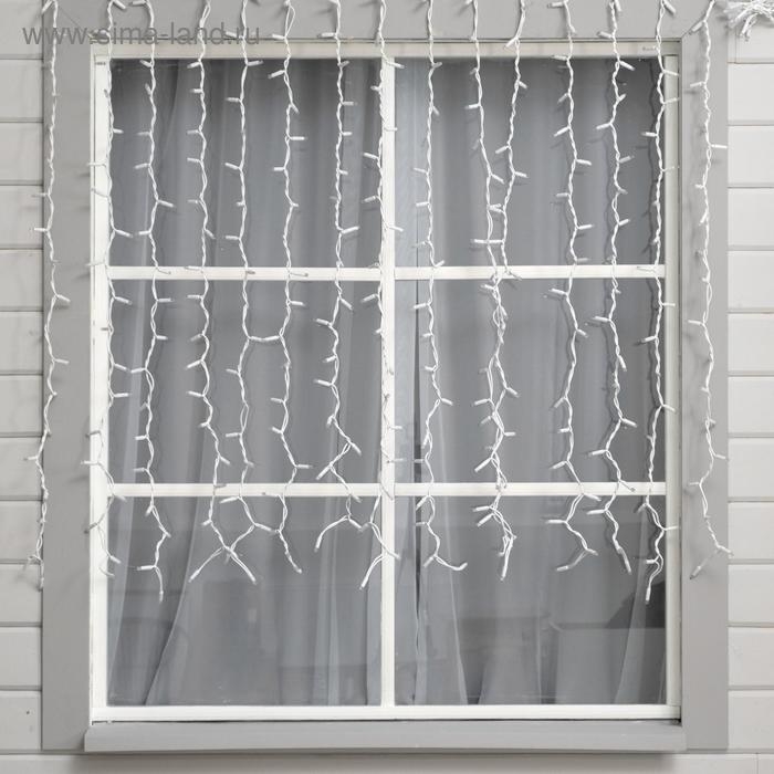 Гирлянда &laquo;Занавес&raquo; 2 &times; 1.5 м, IP65, УМС, белая нить каучук, 300 LED, свечение синее, 220 В