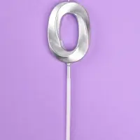 Свеча в торт на шпажке &laquo;Грань&raquo;, цифра 0, серебро, 5 см