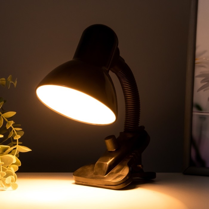 Лампа настольная Е27, светорегулятор, на зажиме (220В) черная (108А) RISALUX