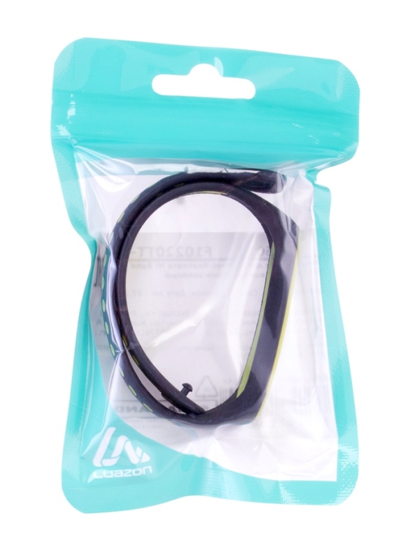 Ремешок Luazon для фитнес-браслета Mi Band 5/6/7, с перфорацией, чёрно-зелёный