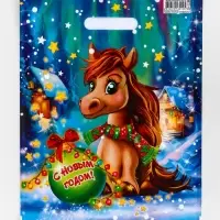 Пакет "Лошадка", полиэтиленовый с вырубной ручкой, 31х40 см, 60 мкм