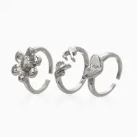 Кольцо детское набор 3шт. "Выбражулька" стиль, смайл, цвет серебро