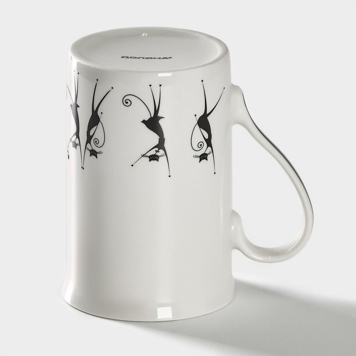 Кружка фарфоровая Доляна &laquo;Чёрные кошечки&raquo;, 300 мл, цвет белый