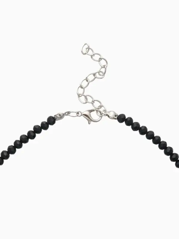 Чокер из бисера &laquo;Хрусталь&raquo;, сердце, чёрный в серебре, 37 см + 5 см доп, цепочка