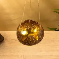 Подсвечник подвесной из кокоса &laquo;Бутон&raquo;, 14&times;14&times;10 см, коричнево-золотой