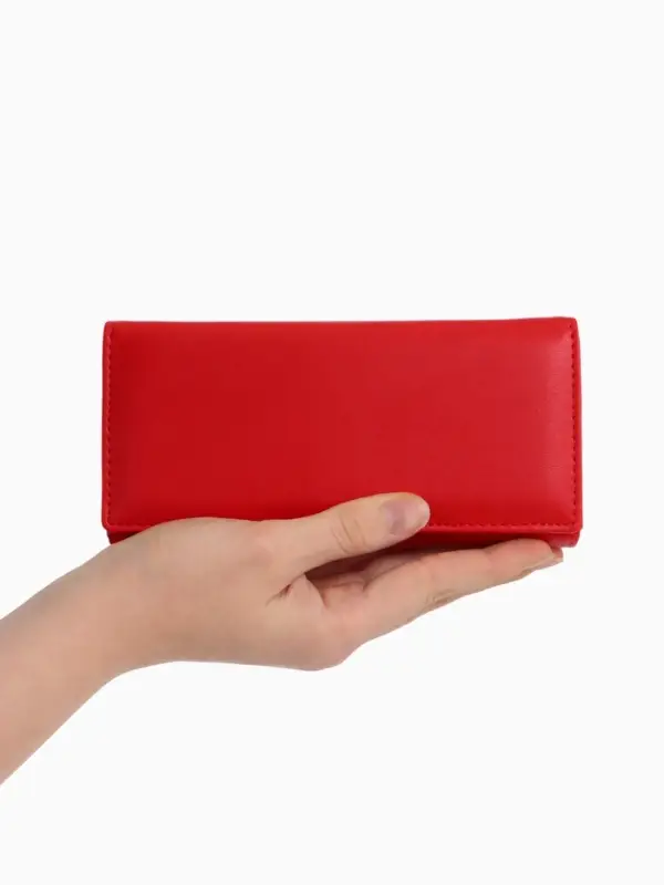 Кошелек жен 06-01-01 Июнь2523, 19*3*10см, 3 отд+отд/молн, д/карт, д/монет, на магните красн