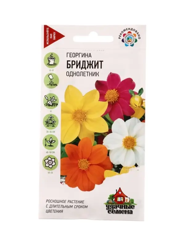 Семена цветов Георгина Бриджит, смесь 0,3 г Уд. с.