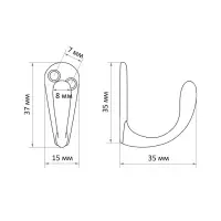 Крючок мебельный ТУНДРА TKO008, однорожковый, хром