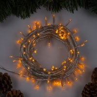 Гирлянда &laquo;Нить&raquo; 10 м, IP20, прозрачная нить, 100 LED, свечение жёлтое, 8 режимов, 220 В