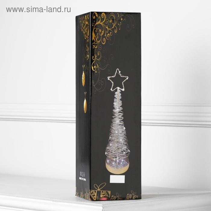 Светодиодная фигура &laquo;Ёлка плетёная&raquo; 10 &times; 38 &times; 10 см, металл, батарейки АААх3 (не в комплекте), свечение тёплое белое