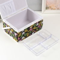 Шкатулка для рукоделия "Лесные веточки на чёрном" 19х26х14,5 см