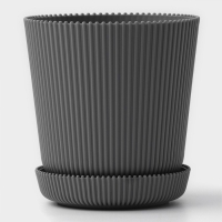 Горшок для цветов с поддоном, 12&times;11,5 см, цвет серый